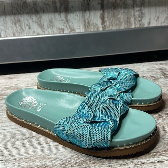 VINCE CAMUTO KEVIND BLING ULTRA CORAL SLIDE SANDALS SZ 9.5 - Picture 3 of 11